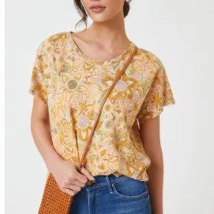 Anthropologie Pilcro Sustainable Swing Tee XS orange motif